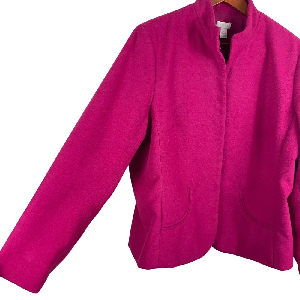 Chico's Pink Hidden Hook Blazer Jacket Womens Academia Old Money Twee Size 3 XL - Picture 6 of 16
